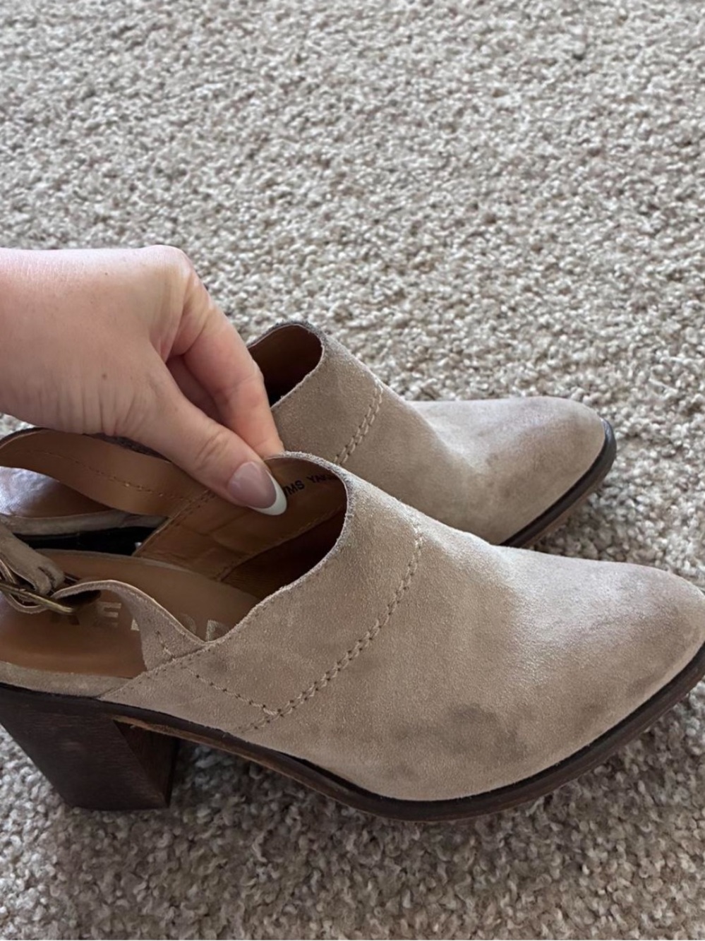 Report Taupe Suede Slingback Block Heel Mules